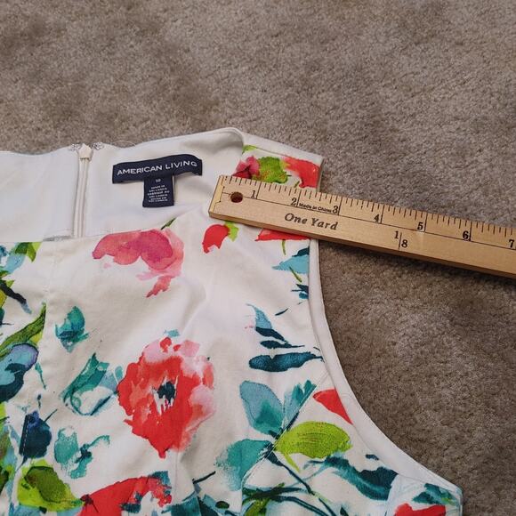 American Living Size 10 Floral Flower Print Dress Sleeveless Cotton Wedding - Picture 6 of 11